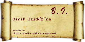 Birik Izidóra névjegykártya